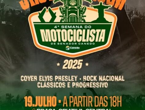 A abertura da 4ª Semana do Motociclista já tem data e hora marcada: 19 de julho, a partir das 18h, na Praça Criativa Central! Em Senador Canedo-Go